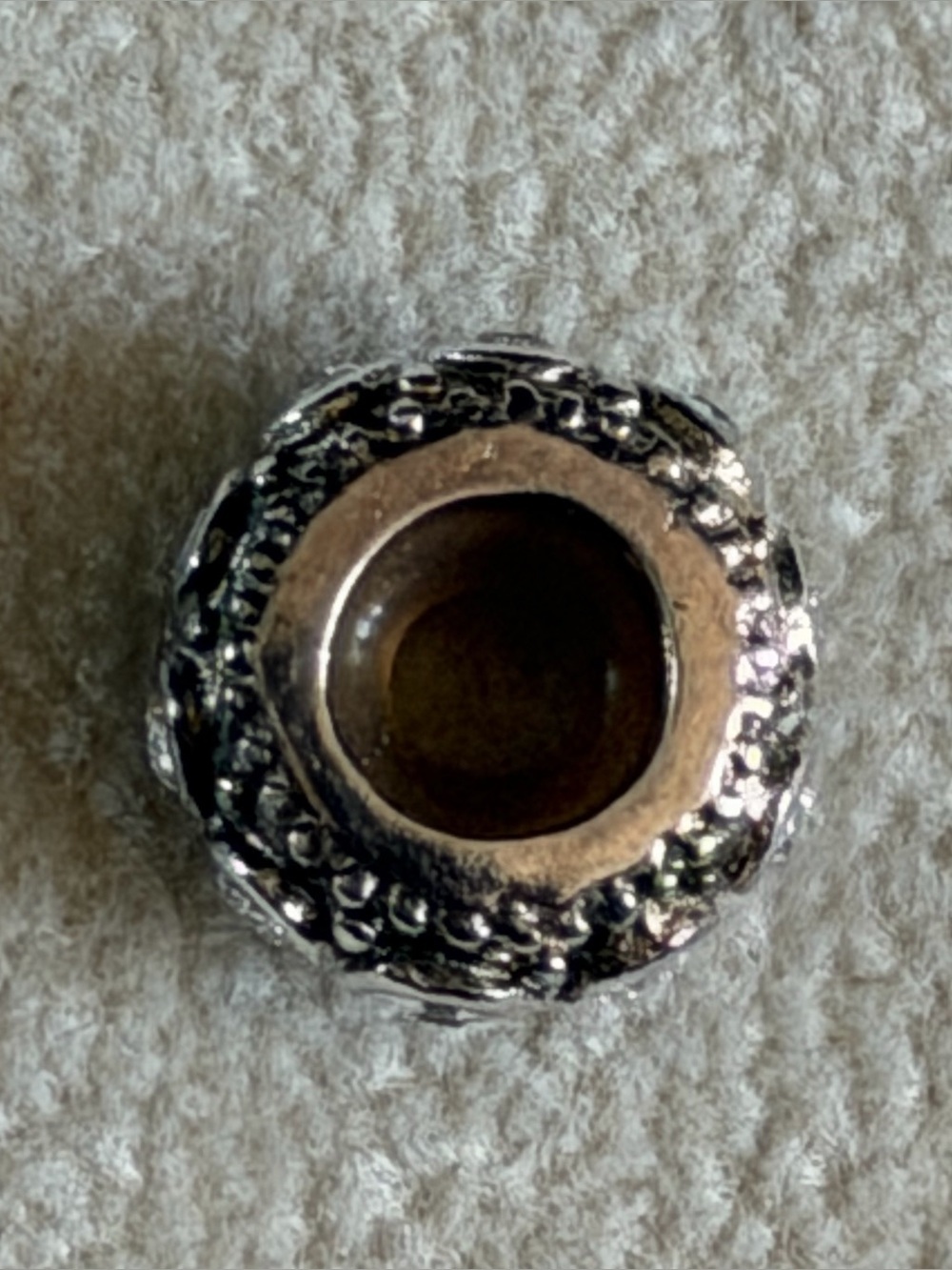 Sterling-Style Silver Bead Charm with Clear Stones - Picture 2 of 3
